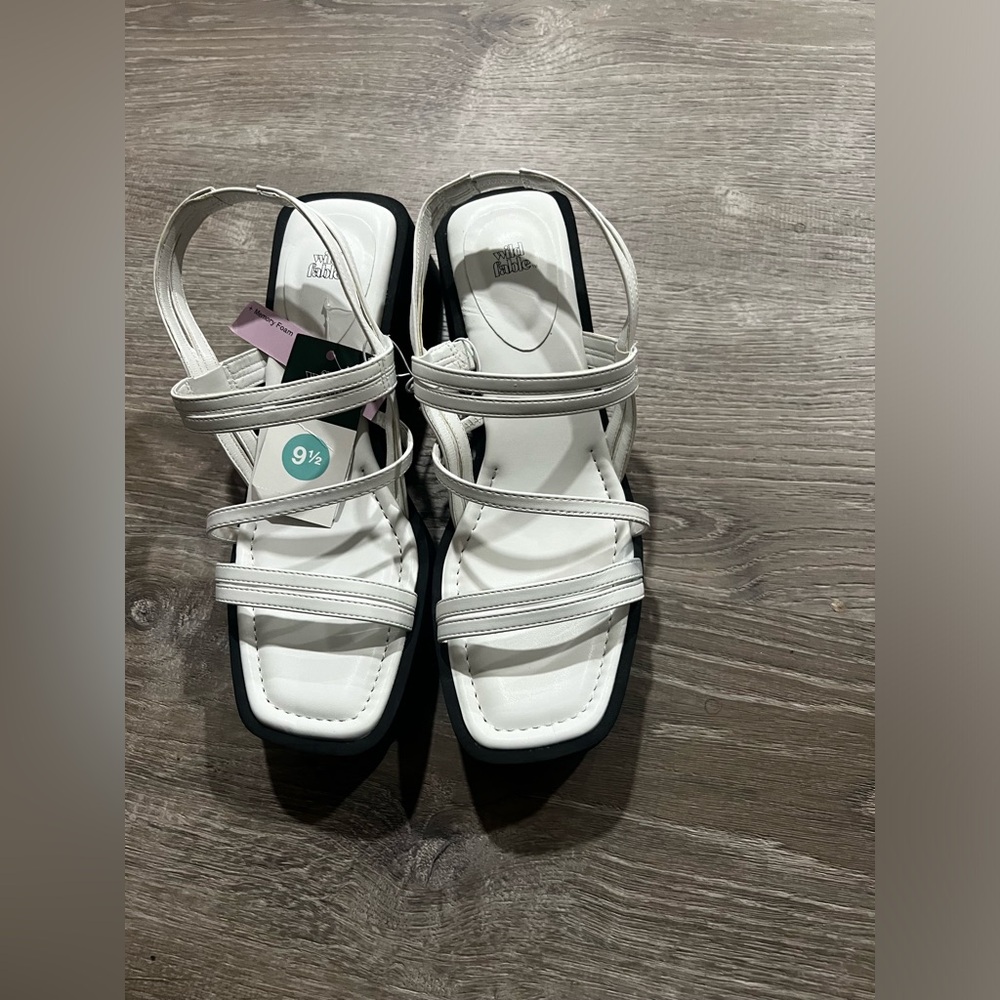 White strappy sandal heels